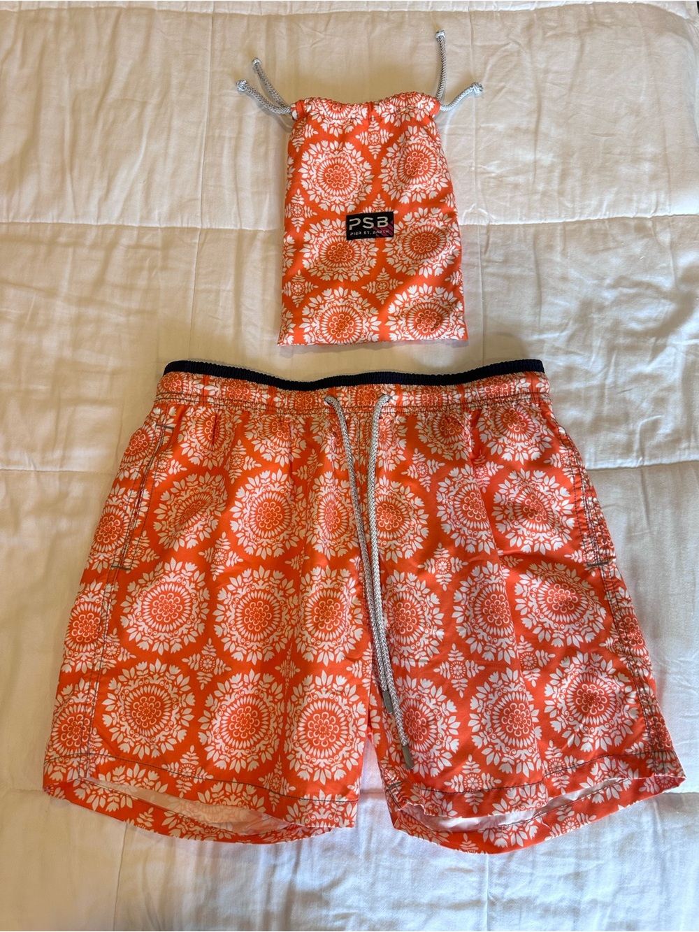 Kids Orange Floral Swim Shorts